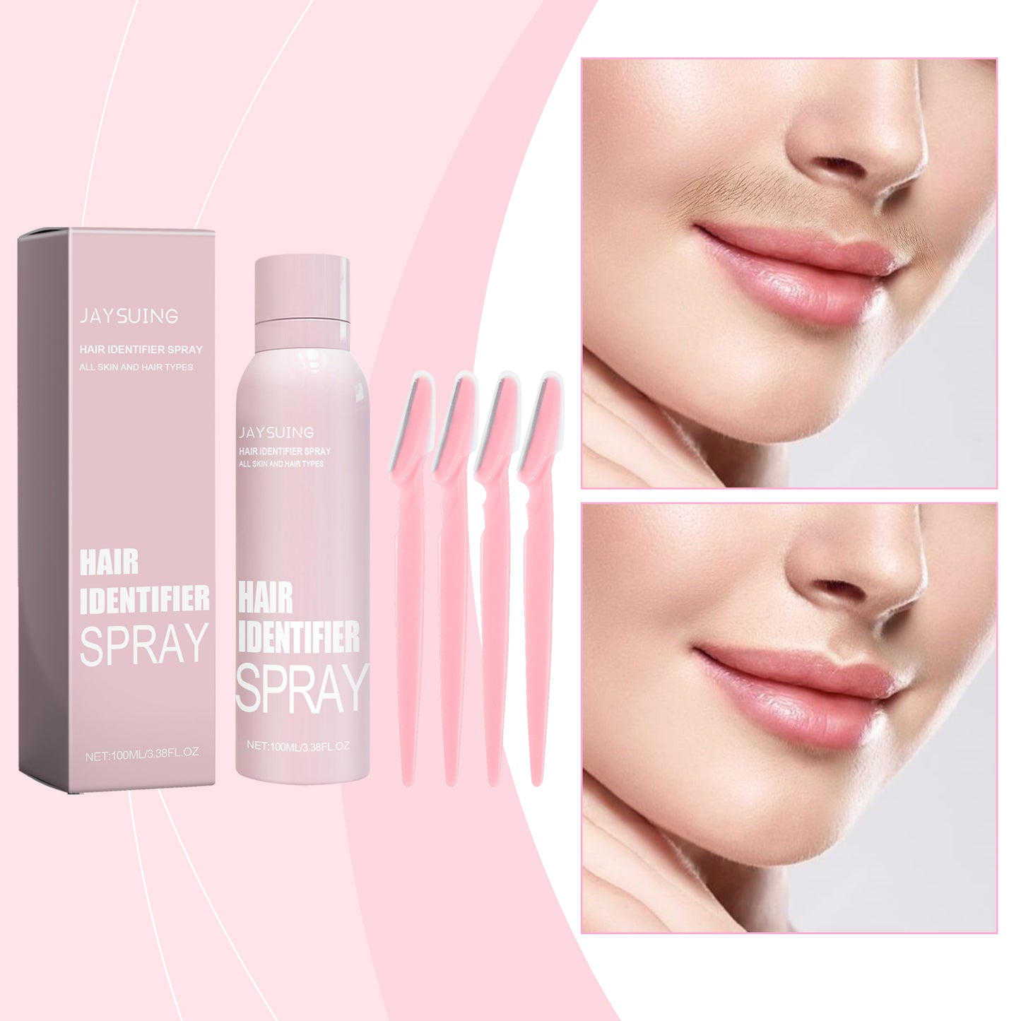 Jaysuing Facial Hair Removal Spray, Easily Softens Hair Facial Cleansing and Gentle Hair Removal Spray
