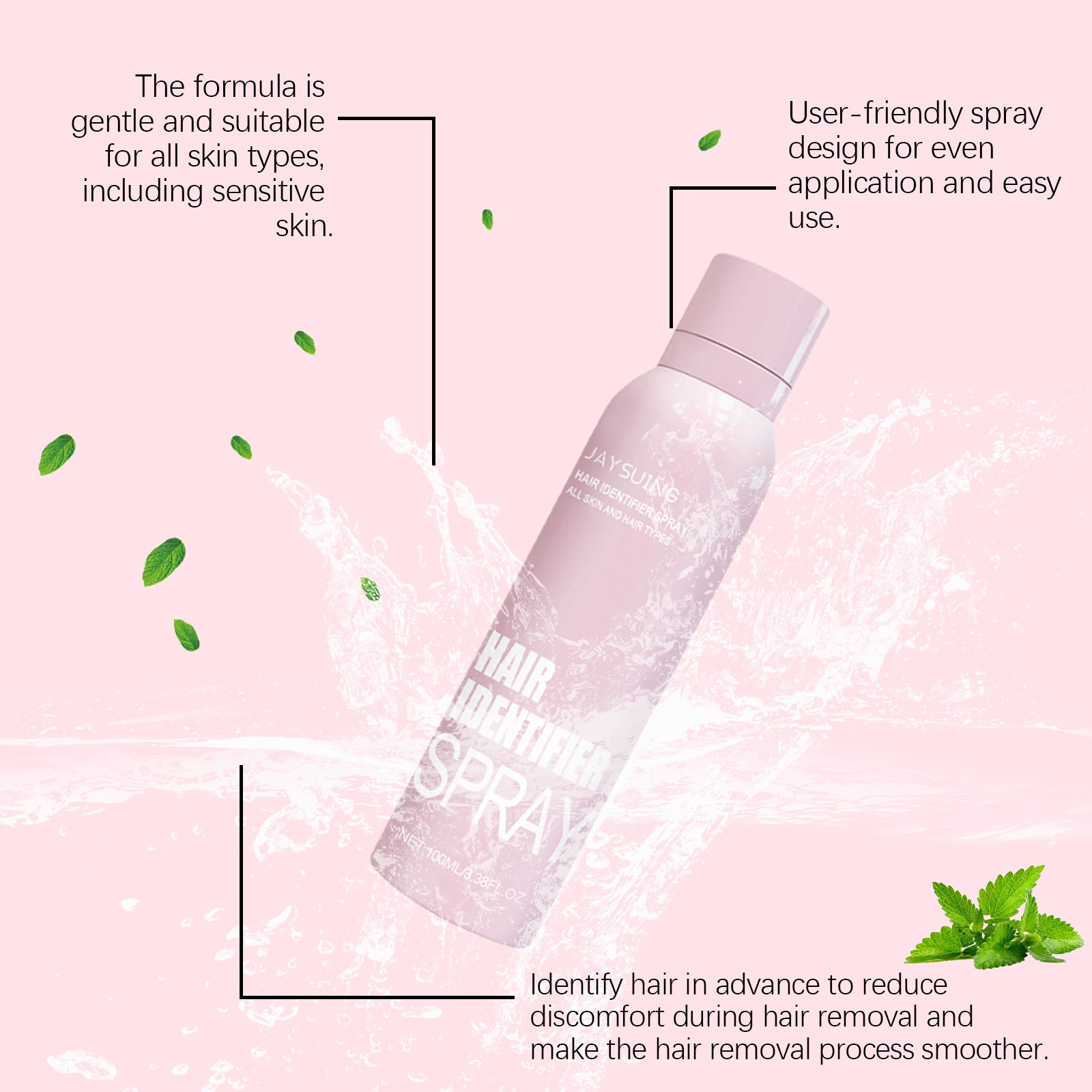 Jaysuing Facial Hair Removal Spray, Easily Softens Hair Facial Cleansing and Gentle Hair Removal Spray
